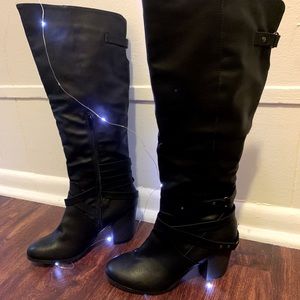 Madden Girl Black Heeled Boots.